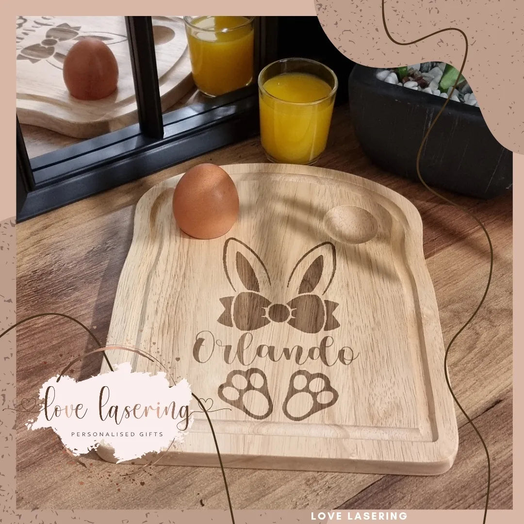 Easter Bunny Dippy Egg Wooden Breakfast Board